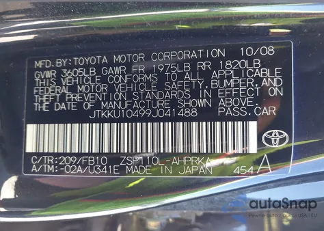 2009 Scion Xd z USA, uszkodzony, nr VIN JTKKU10499J041488